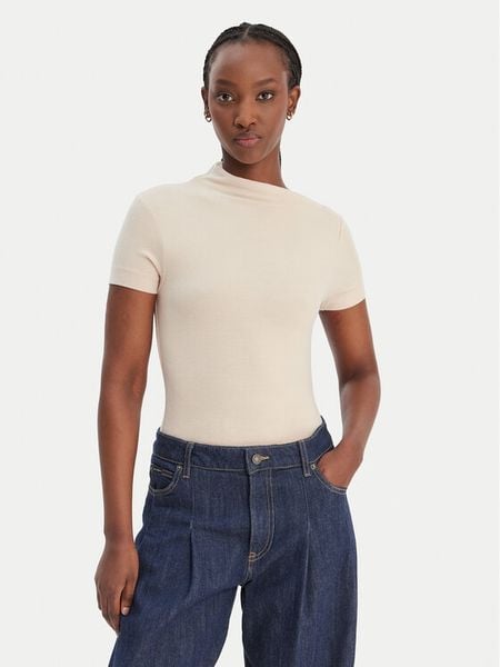 Guess Bluzka W6RP16 KD012 Beżowy Regular Fit. Brązowe bluzki Guess, s, z aplikacjami, z syntetyku, bez kołnierzyka, bez ramiączek. Za 214.99 zł.