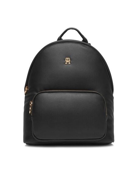 Tommy Hilfiger Plecak Popette Soft Dome AW0AW17652 Czarny. Czarne plecaki Tommy Hilfiger, bez wzorów, ze skóry, bez dodatków. Za 519.99 zł.