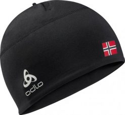 Czapka zimowa Odlo POLYKNIT FAN WARM ECO. Czarne czapki zimowe ODLO, bez wzorów, z materiału, sportowe. Za 147.90 zł.