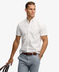 Superdry Koszula Preppy Oxford krótki rękaw z bawełny organicznej – OPTIC. Białe koszule Superdry, m, bez wzorów, z bawełny, casualowe, bez kołnierzyka, bez ramiączek. Za 233.00 zł.