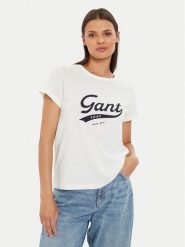 Gant T-Shirt Script Graphic 4200482 Biały Regular Fit. Białe t-shirty Gant, s, bez wzorów, z bawełny, bez kołnierzyka, bez ramiączek. Za 149.99 zł.