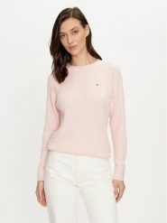 Tommy Hilfiger Sweter WW0WW41142 Różowy Regular Fit. Czerwone swetry Tommy Hilfiger, xxl, bez wzorów, z bawełny, bez ramiączek. Za 529.99 zł.
