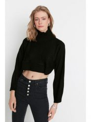 Trendyol Sweter w kolorze czarnym rozmiar: M. Czarne swetry Trendyol, m, bez wzorów, bez ramiączek. Za 52.99 zł.