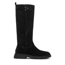 Kozaki U.S. Polo Assn. Czarne kozaki U.S. Polo Assn., bez wzorów, bez obcasa, na płaskiej podeszwie, bez zapięcia. Za 549.99 zł.