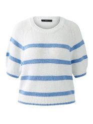 Oui Sweter w kolorze biało-niebieskim rozmiar: 40. Białe swetry Oui, bez wzorów, bez ramiączek. Za 304.99 zł.