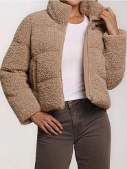 Kurtka teddy - brązowy. Brązowe kurtki Sinsay, l, bez wzorów, bez kaptura. Za 99.99 zł.