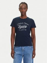 Tommy Jeans T-Shirt Essential DW0DW21404 Granatowy Regular Fit. Niebieskie t-shirty Tommy Jeans, l, bez wzorów, z bawełny, bez kołnierzyka, bez ramiączek. Za 129.99 zł.