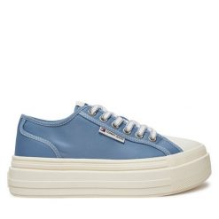 Trampki Tommy Jeans. Niebieskie trampki Tommy Jeans, bez wzorów, z jeansu, bez zapięcia. Za 329.99 zł.