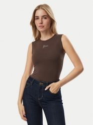 Guess Top W6YP17 K3881 Brązowy Regular Fit. Brązowe topy Guess, xl, z aplikacjami, bez kołnierzyka, bez ramiączek. Za 148.99 zł.