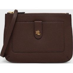 Lauren Ralph Lauren torebka skórzana kolor brązowy. Brązowe listonoszki Lauren Ralph Lauren, bez wzorów, bez dodatków. Za 1,019.90 zł.