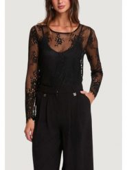 Morgan Bluzka 261-TCITY Czarny Regular Fit. Czarne bluzki Morgan, xs, bez wzorów, z syntetyku, bez kołnierzyka, bez ramiączek. Za 209.99 zł.