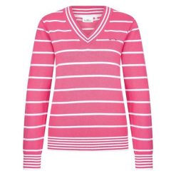 Damski sweter z dzianiny z dekoltem w serek HV Society Manon. Czerwone swetry HV SOCIETY, na zimę, bez wzorów, z bawełny, eleganckie, bez ramiączek. Za 416.50 zł.