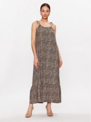 B.young Sukienka letnia 20813287 Brązowy Regular Fit. Brązowe sukienki b.young, s, bez wzorów, z bawełny, bez kołnierzyka, bez ramiączek. Za 249.99 zł.