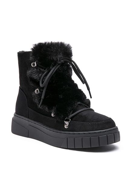 Foreverfolie Kozaki zimowe w kolorze czarnym rozmiar: 38. Czarne kozaki Foreverfolie, na zimę, bez wzorów, eleganckie, bez obcasa, bez zapięcia. Za 175.67 zł.