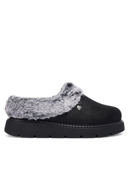 Skechers Kapcie Keepsakes Lite 114762/BBK Czarny. Czarne kapcie Skechers, bez wzorów, ze skóry. Za 199.99 zł.