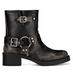 Botki JENNY. Szare botki Jenny, bez wzorów, bez obcasa, na słupku, bez zapięcia. Za 119.99 zł.