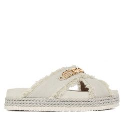 Klapki Mou. Białe klapki Mou, bez wzorów, bez obcasa, bez zapięcia. Za 859.99 zł.