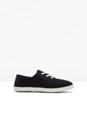 Sneakersy z bawełnianego płótna. Czarne buty sportowe lifestyle bonprix, na lato, bez wzorów, z bawełny, sportowe, bez zapięcia. Za 52.99 zł.