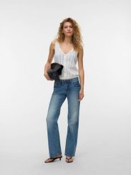 Vero Moda Top dzianinowy w kolorze białym rozmiar: S. Białe topy Vero Moda, s, bez wzorów, z dzianiny, bez kołnierzyka, bez ramiączek. Za 70.24 zł.
