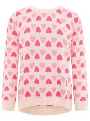 Zwillingsherz Sweter "Hearts" w kolorze beżowo-różowym rozmiar: L/XL. Brązowe swetry Zwillingsherz, l, bez wzorów, z bawełny, bez ramiączek. Za 136.45 zł.