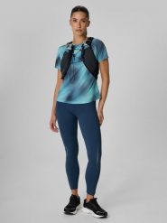 4F Legginsy do biegania szybkoschnące damskie - granatowe M. Niebieskie legginsy 4f, bez wzorów, z materiału. Za 169.99 zł.