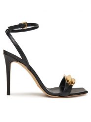 Elisabetta Franchi Sandały SA-45L-52E2 Czarny. Czarne sandały Elisabetta Franchi, bez wzorów, ze skóry, bez obcasa, na szpilce, bez zapięcia. Za 1,569.00 zł.