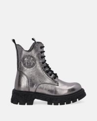 SREBRNE WORKERY DAMSKIE G1467134 68 SILV. Szare botki Venezia, bez wzorów, ze skóry, bez obcasa, bez zapięcia. Za 349.00 zł.