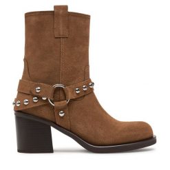 Botki Aldo. Brązowe botki Aldo, bez wzorów, bez obcasa, na słupku, bez zapięcia. Za 399.99 zł.