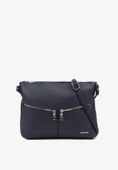 Granatowa Torebka z Regulowanym Paskiem i Ozdobnymi Suwakami Malarelle. Niebieskie torebki klasyczne Born2be, bez wzorów, z jeansu, eleganckie, bez dodatków. Za 59.99 zł.