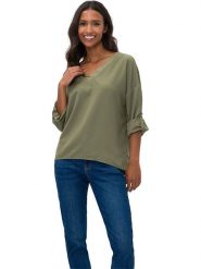 Heine Bluzka w kolorze khaki rozmiar: 38. Brązowe bluzki Heine, bez wzorów, bez kołnierzyka, bez ramiączek. Za 59.45 zł.