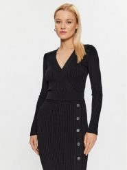 Guess Sweter Lucie W3BR29 Z2V42 Czarny Slim Fit. Czarne swetry Guess, xs, z aplikacjami, z syntetyku, bez ramiączek. Za 169.99 zł.