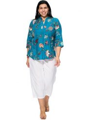 Aller Simplement Bluzka w kolorze niebieskim rozmiar: 54-58. Niebieskie bluzki Aller Simplement, bez wzorów, z bawełny, bez kołnierzyka, bez ramiączek. Za 69.99 zł.