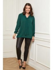 Curvy Lady Bluzka w kolorze ciemnozielonym rozmiar: 48/50. Zielone bluzki Curvy Lady, bez wzorów, klasyczne, bez kołnierzyka, bez ramiączek. Za 120.95 zł.