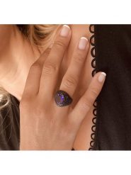 Les Petites Précieuses Srebrny pierścionek ze spinelem i ametystem rozmiar: 52. Czarne pierścionki Les Petites Précieuses, z ametystem, srebrne. Za 424.06 zł.