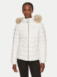 Tommy Jeans Kurtka puchowa Basic DW0DW18312 Biały Slim Fit. Białe kurtki Tommy Jeans, s, bez wzorów, z jeansu, bez kaptura. Za 549.99 zł.