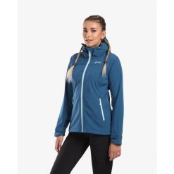 Damska kurtka softshell Kilpi RAVIA-W. Niebieskie kurtki przejściowe sportowe Kilpi, xs, bez wzorów, z softshellu, bez kaptura, trekkingowe. Za 318.77 zł.