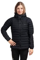 Kurtka puchowa damska Microlight Windstopper Hoody Women. Czarne kurtki RAB, m, bez wzorów, z gore-texu, z kapturem. Za 1,509.99 zł.