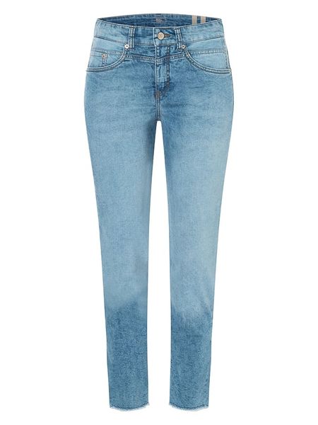 MAC Dżinsy - Slim fit - w kolorze niebieskim rozmiar: 42. Niebieskie jeansy MAC, z aplikacjami, ze skóry, klasyczne, z podwyższonym stanem. Za 232.23 zł.