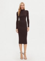 MICHAEL Michael Kors Sukienka dzianinowa MF482Q14VR Brązowy Slim Fit. Brązowe sukienki MICHAEL Michael Kors, l, bez wzorów, z dzianiny, bez kołnierzyka, bez ramiączek. Za 849.99 zł.