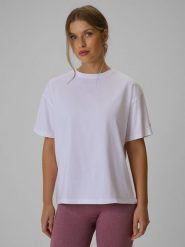4F T-shirt loose gładki damski - biały XS. Białe t-shirty 4f, xs, bez wzorów, z bawełny, bez kołnierzyka, bez ramiączek. Za 79.99 zł.