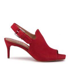 Sandały QUAZI. Czerwone sandały QUAZI, bez wzorów, bez obcasa, na szpilce, bez zapięcia. Za 319.99 zł.