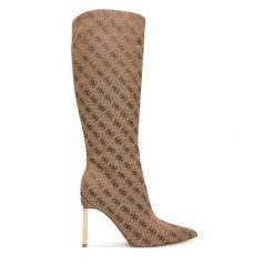 Kozaki Guess. Brązowe kozaki Guess, z aplikacjami, bez obcasa, na szpilce, bez zapięcia. Za 824.99 zł.