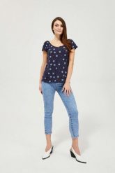 Jeansy skinny 7/8. Niebieskie jeansy MOODO, xs, bez wzorów, z bawełny. W wyprzedaży za 25.99 zł.