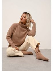 Just Cashmere Kaszmirowy golf w kolorze beżowym rozmiar: L. Brązowe swetry Just Cashmere, l, bez wzorów, z kaszmiru, bez ramiączek. Za 474.45 zł.
