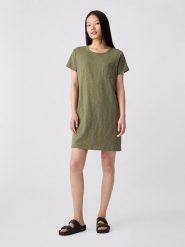 GAP Sukienka w kolorze khaki rozmiar: L. Brązowe sukienki GAP, na co dzień, l, bez wzorów, z bawełny, bez kołnierzyka, bez ramiączek, mini, proste. Za 34.69 zł.