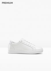 Sneakersy skórzane. Białe buty sportowe lifestyle bonprix, bez wzorów, eleganckie, bez zapięcia. Za 159.99 zł.