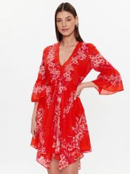 TWINSET Sukienka letnia 231TT2452 Czerwony Regular Fit. Czerwone sukienki Twinset, bez wzorów, z bawełny, bez kołnierzyka, bez ramiączek. Za 739.99 zł.
