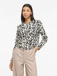 Vila Kardigan "Vimayas" w kolorze kremowo-czarnym rozmiar: XS. Brązowe swetry Vila, s, bez wzorów, z materiału, bez ramiączek. Za 83.62 zł.