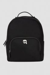 KARL LAGERFELD Czarny plecak Ikon Nylon Backpack. Czarne plecaki KARL LAGERFELD, bez wzorów, z nylonu, duże, bez dodatków. W wyprzedaży za 519.99 zł.
