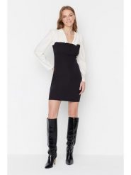 Trendyol Sukienka w kolorze biało-czarnym rozmiar: 38. Białe sukienki Trendyol, bez wzorów, bez kołnierzyka, bez ramiączek, mini. Za 60.99 zł.